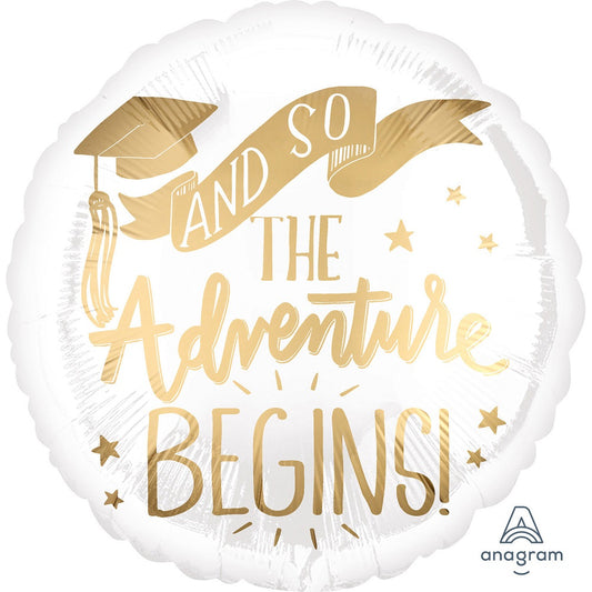 Μπαλόνι Φοιλ 17 Στρογγυλό The Adventure Begins Congratulations Grad 43 εκ