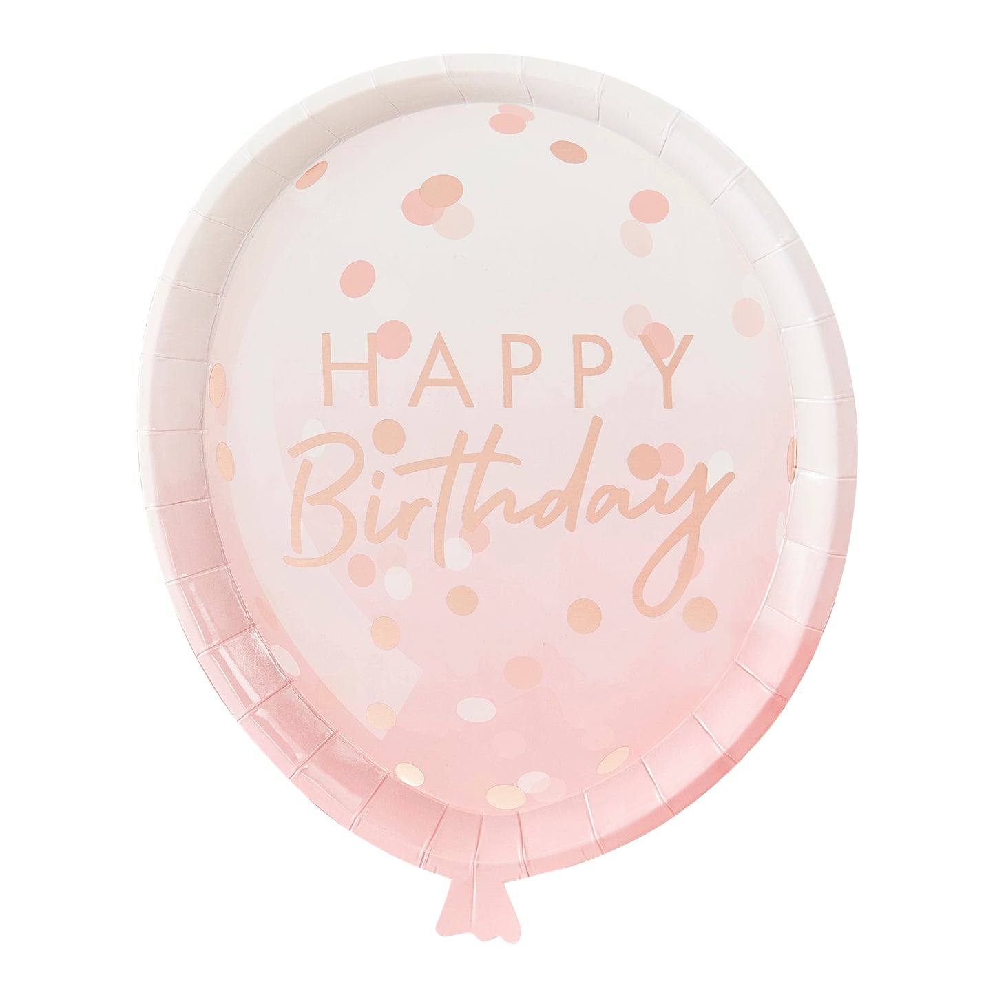 Πιάτα Happy Birthday Μπαλόνι Χάρτινα Ροζ Χρυσό 8 τεμ. / 28 cm